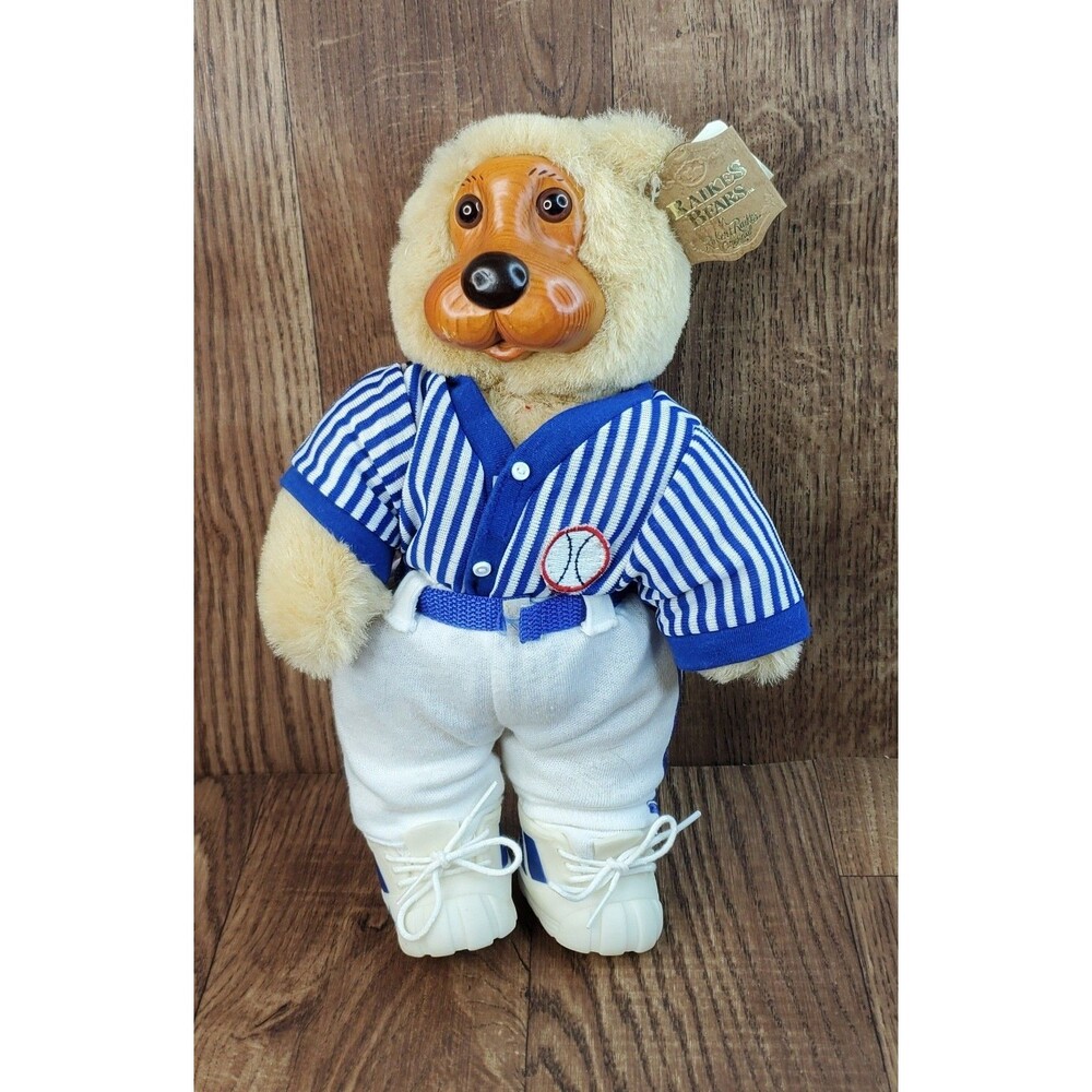 Robert Raikes Original Collection Jointed Wood Face Baseball Papa Bear 12" Plush